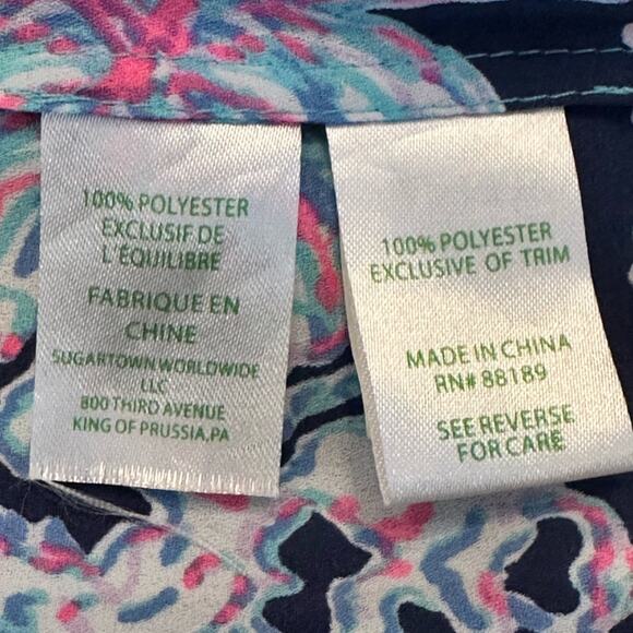 Lilly Pulitzer Marilina Tunic - Light Aqua Frayed Knot Blouse Size XXS - Picture 6 of 8